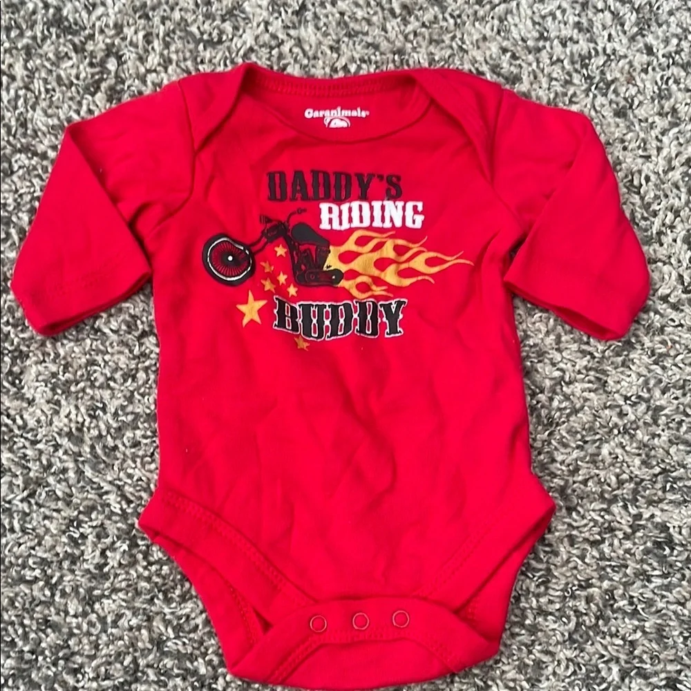 Garanimals Red Long Sleeve Onesie and Green Camouflage Short Sleeve Onesie